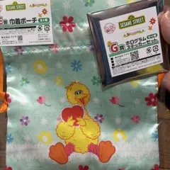 セサミストリート キャラ福くじ 巾着ポーチ＆ステッカーセット