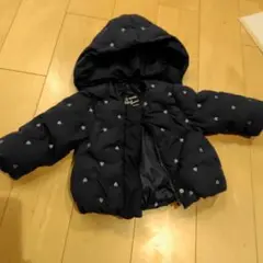 Petitmain ネイビー ハート柄 ダウンコート