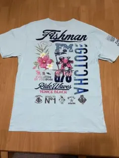 GOTCHA Fishman 刺繍 Tシャツ ライトブルー