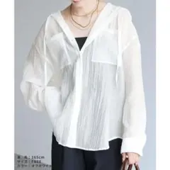 reca クリンクル加工フード付きシアーシャツのサムネイル