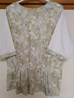 【未使用】シンプルライフ　半袖Tシャツ　リバティ花柄　ライトグリーン　М