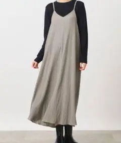 グローブ キャミワンピース ロング グレー　裏地付き(春〜秋まで着用可能）