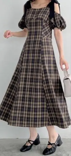 【美品】2wayバイカラーリボンワンピース　秋服