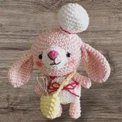 あみぐるみ コックのうさぎさん(12cm)