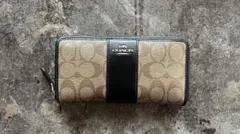 COACH ジップアラウンド長財布 ベージュ/ブラック