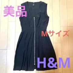 美品　ワンピースドレス　結婚式　パーティドレス　ブラック/M