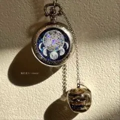 歯車林檎の懐中時計 魔法陣偏光クリスタル スチームパンク 宇宙レジン