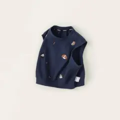 KOHANA BABY ネイビー犬刺繍ノースリーブベスト