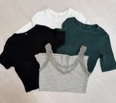 ユニクロ GU おまとめ トップス リブクルーネックT S 160cm