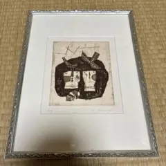 希少 佐藤国男 木版画 「セロ弾きのゴーシュ」 6/100 額装 彫刻額縁