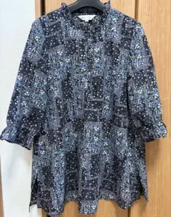 美品⭐︎Baton Rouge 五分袖しわ加工チュニック 丸文いわさ　ミセス