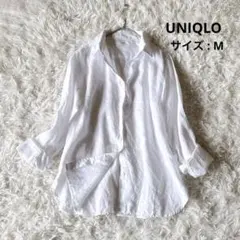 UNIQLO ユニクロ プレミアムリネンシャツ ホワイト麻100% ナチュラル