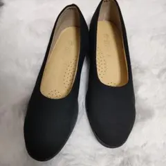 【美品】Pansy ブラック フラットシューズ ローヒール 24cm EEE