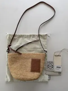 みちゅ様専用 ロエベ スリットバッグ ラフィア×レザー 2WAY ベージュ