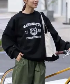 ワシントンプリント ブラック スウェット L