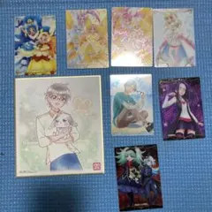 プリキュア　カード7枚・ミニ色紙