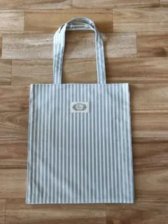 ハンドメイド ペタンコ トートバッグ しましま☆アッシュブルー a