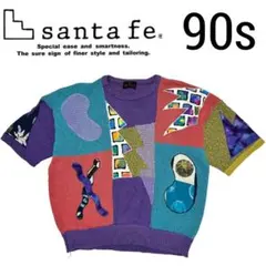 90s santafe サンタフェ 総柄 異素材 サマーニット セーター 半袖のサムネイル