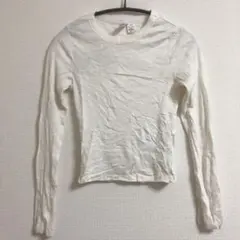H&M DIVIDED 【S】 長袖Tシャツ リブカットソー ホワイト タイト