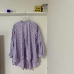 美品】ヌキテパ シャツ ストライプ パープル オレンジ - メルカリ