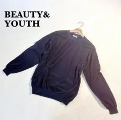 ユナイテッドアローズ クルーネックニット S ネイビー リブ カジュアル