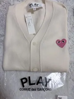 PLAY COMME des GARCONS カーディガン S ホワイト ビンク