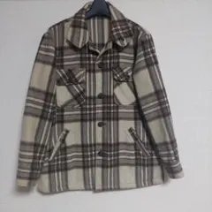 80～90s ウールシャツ CPOジャケット チェック柄 スタンドカラー