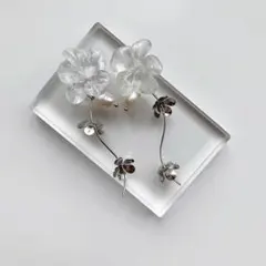 花 淡水パール 成人式 着物 結婚式 シルバー ハンドメイド ピアス イヤリング