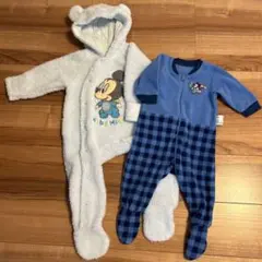 西松屋　UNIQLO ミッキーロンパース　足つき　70  2枚セット