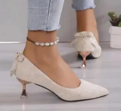 リボン付きパンプス　美品