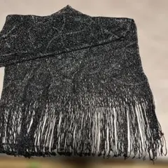 黒のメタリックフリンジストール 約70cm x 180cm