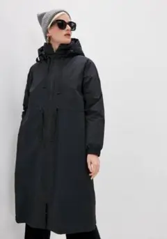 美品☆add ダウンコート ナイロン 撥水　ロング　エーディーディー　フード　黒