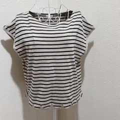 【ESSEME】ボーダーTシャツ コットン100% スカラップ裾 Mサイズ