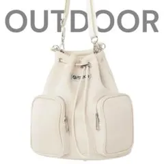 完売品✨OUTDOOR✨3WAYアウトポケットドロストバッグ　ホワイト