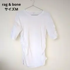 rag & bone ホワイトのクルーネック・ルーズギャザーTシャツ Mサイズのサムネイル