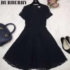 現行タグ・美品✨バーバリー 総レースドレスワンピース シアースリーブ ブラックのサムネイル