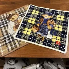 新品タグ付き　ポロラルフローレンベア、シェニール織りタオルハンカチ 2枚セット