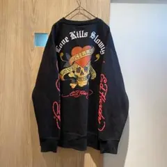 Ed Hardy 3L 黒 y2k スカル アームプリント 裏起毛スウェットのサムネイル