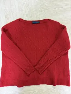 週末限定値引き　ポロ ラルフローレン カシミア混 ケーブルニットレッドM