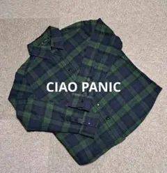 値下げ❗CIAO PANICチャオパニック 　緑と紺のチェック柄フランネルシャツ