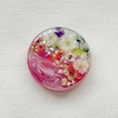 No.14 かすみ草とクラッシュガラスのヘアゴム ピンク