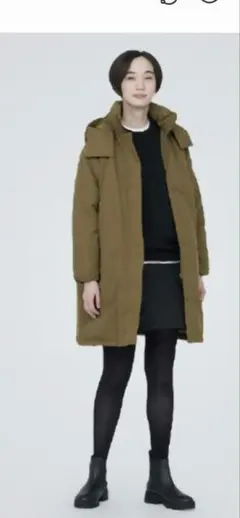 極美✨無印良品 撥水ダウンコート ロングコート XLブラウン フード付 MUJI (無印良品) - 美品 XLサイズ 無印良品 ロングダウン中綿コート