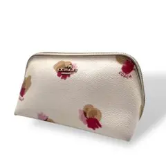 COACH コーチ フローラル柄 レザー コスメポーチ