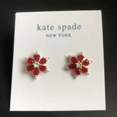 新品kate spade 赤い花形スタッドピアス
