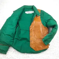 美品◎Schott レザーコンビダウンジャケット 2way USA製 90sのサムネイル