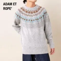 【ADAM ET ROPE’ 】アダムエロペ 求心柄 エアリーニット グレー L