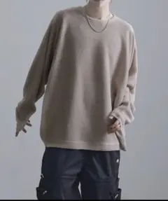 cavariA ミラノリブ　クルーネック　ドルマンスリーブニット　ベージュ