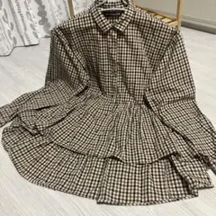 mizuiro ind ギンガムチェック ティアードシャツ 長袖