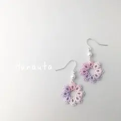 タティングレースのピアス✿ピンクミックス