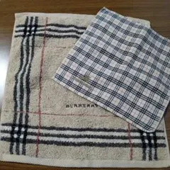 BURBERRY チェック柄 タオルハンカチ 2点セット